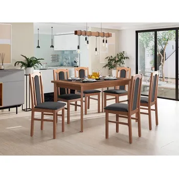 Jídelní stůl Sestava do jídelny 6+1 s rozkládacím stolem SALUSIA 5 - olše / ocelová