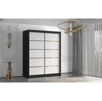 Šatní skříň Šatní skříň MILINA - 150 cm, černá / bílá