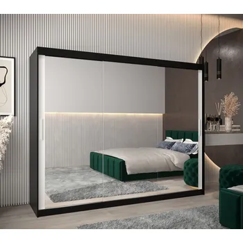 Šatní skříň Skříň s posuvnými dveřmi v šířce 250 cm TIMEA 3 - černá / bílá