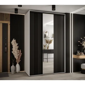 Šatní skříň Šatní skříň ASIRI 7 - 150/45 cm, bílá / černá / černá