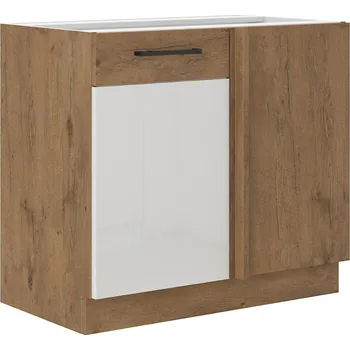 Kuchyňská linka Prodloužená rohová skříňka VANYA - šířka 105 cm, bílá / dub lancelot