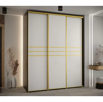 Šatní skříň Šatní skříň ASIRI 10 - 190/60 cm, černá / bílá / zlatá