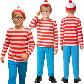 Karnevalový kostým Kostým Převlek pro děti Zvědavý chlapec Kde je Wally, 110/120 cm