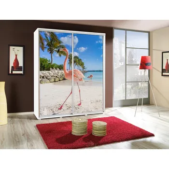 Šatní skříň Vysoká šatní skříň 155 cm s potiskem DANUBE 11 - bílá