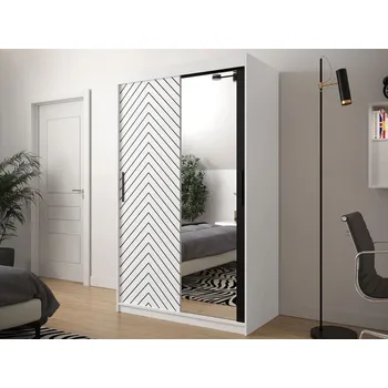 Šatní skříň Úzká zrcadlová šatní skříň 120 cm ORIOT - bílá / černá