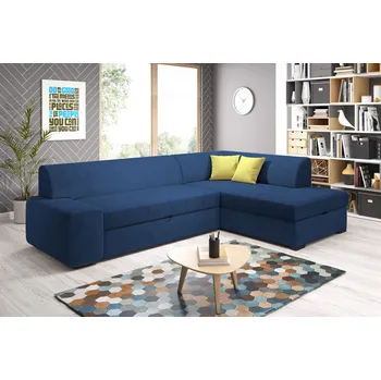 Sedací souprava Rohová sedací souprava VALTRUDA - modrá / žlutá, pravý roh