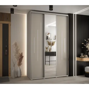 Šatní skříň Šatní skříň INDIRA 13 - 150/45 cm, kašmír / stříbrná