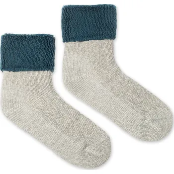 Dámské ponožky Vlněné ponožky Vlnáč Termo šedé, modrý lem S (35-38)