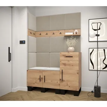 Předsíňová stěna Předsíňová sestava RUMIE 10 - dub artisan, béžové panely