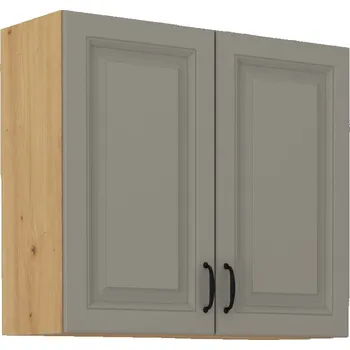 Kuchyňská linka Horní kuchyňská skříňka SOPHIA - šířka 80 cm, světle šedá / dub artisan