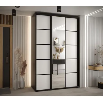 Šatní skříň Šatní skříň YVONA 5 - 150/45 cm, černá / bílá / černá