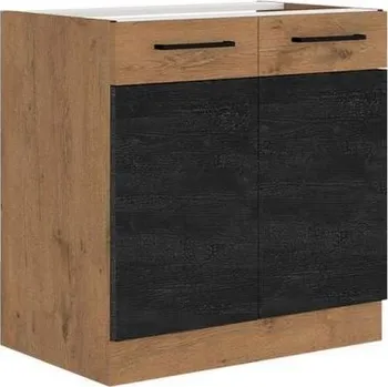 Kuchyňská skříňka Dolní dvoudveřová kuchyňská skříňka 80 cm ZHILAN - dub lancelot / dark wood