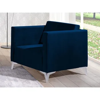 Křeslo Čalouněné křeslo SIMON - tmavě modré / kovové nožičky