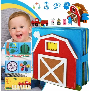 Filcová Montessori knížka pro děti – Farma, 3D, senzorická a vzdělávací