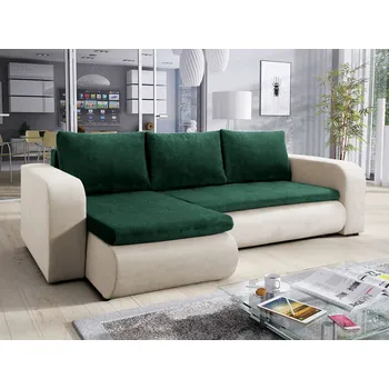 Sedací souprava Rohová sedačka s úložným prostorem RAMIREZ - béžová / zelená