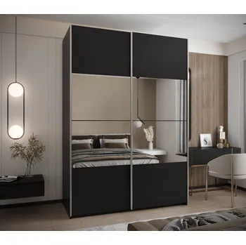 Šatní skříň Dvoudveřová skříň SAMARA 4 - 170 cm, černá / stříbrná