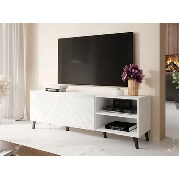 Televizní stolek TV stolek 150 cm BERMEJO - bílý / lesklý bílý