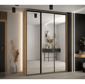 Šatní skříň Šatní skříň YVONA 2 - 170/45 cm, dub artisan / černá