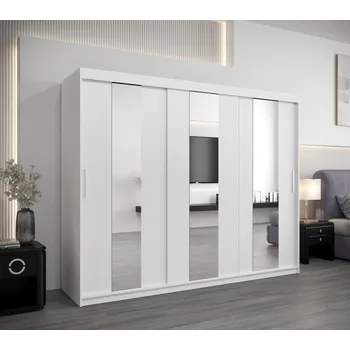 Šatní skříň Skříň s posuvnými dveřmi DORA - šířka 250 cm, bílá