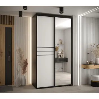 Šatní skříň Šatní skříň ASIRI 11 - 140/45 cm, černá / bílá / černá