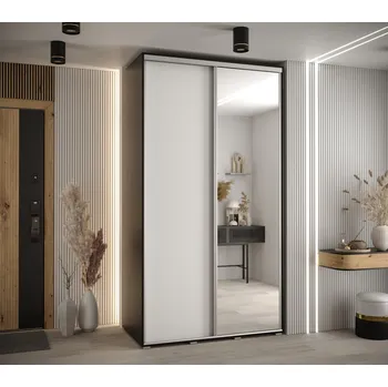 Šatní skříň Šatní skříň ASIRI 3 - 140/60 cm, černá / bílá / stříbrná