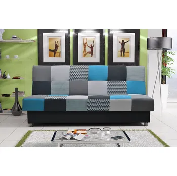 Pohovka Rozkládací pohovka KATARINA - černá / šedá / modrá