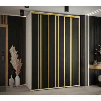 Šatní skříň Šatní skříň YVONA 6 - 180/60 cm, bílá / černá / zlatá