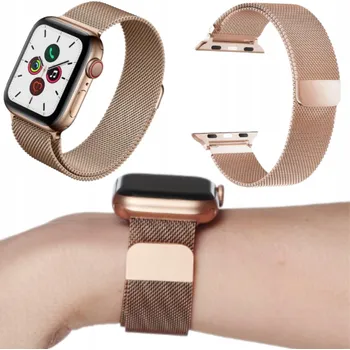 Řemínek na hodinky ŘEMÍNEK PRO APPLE WATCH 3/4/5/6/7/8/9/SE 38/40/41MM NÁRAMEK OCEL RŮŽOVÉ ZLATO
