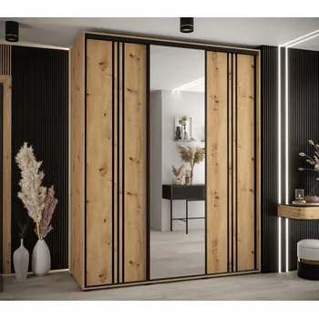 Šatní skříň Šatní skříň YVONA 7 - 190/60 cm, dub artisan / černá