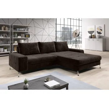 Sedací souprava Stylová rozkládací sedačka CHRISTINE - tmavě hnědá, pravý roh