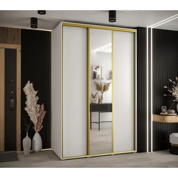 Šatní skříň Šatní skříň YVONA 3 - 150/60 cm, bílá / zlatá