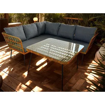 Zahradní sestava Rohový zahradní set CHANEL - hnědý / černý / šedý