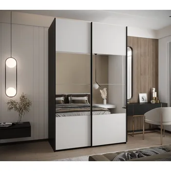 Šatní skříň Dvoudveřová skříň SAMARA 4 - 160 cm, černá / bílá / černá