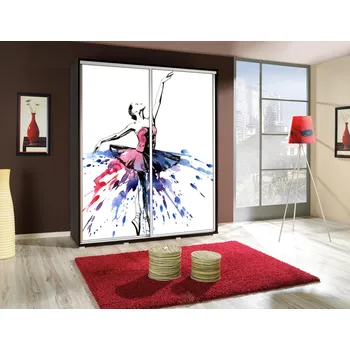 Šatní skříň Vysoká šatní skříň 155 cm s potiskem DANUBE 6 - kaštan wenge