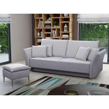 Pohovka Dvoumístná pohovka na každodenní spaní KURI - světlá šedá / zlaté nožky