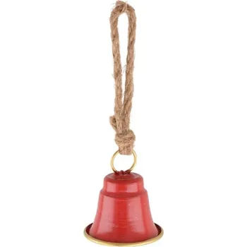 Vánoční dekorace Závěs Zvonek 8cm plechový, červený s patinou