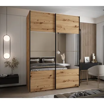 Šatní skříň Dvoudveřová skříň SAMARA 4 - 170 cm, dub artisan / černá