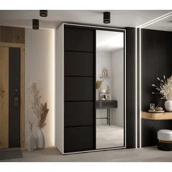 Šatní skříň Šatní skříň YVONA 5 - 140/45 cm, bílá / černá / černá