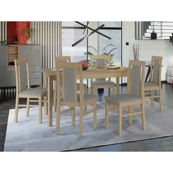 Jídelní stůl Jídelní sestava 6+1 HARDIN 4 - dub sonoma / šedá