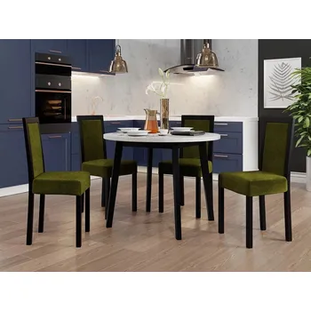 Jídelní stůl Sestava 4+1 do jídelny SALUSIA 1 - bílá / černá / tmavá olivová
