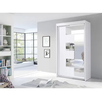 Šatní skříň Šatní skříň se zrcadlem 120 cm KANG - bílá