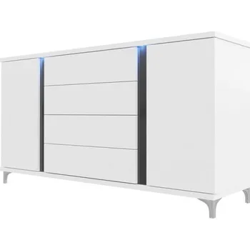 Komoda Široká komoda do obývacího pokoje ANINA - bílá / černá