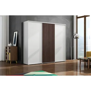 Šatní skříň Třídveřová šatní skříň 250/215 LEO - bílá / čokoláda