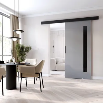 Interiérové dveře Interiérové dveře na stěnu BARRET 17 - 86 cm, šedé / černé