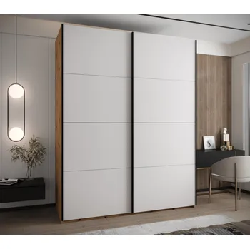 Šatní skříň Dvoudveřová skříň SAMARA 1 - 190 cm, dub artisan / bílá / černá