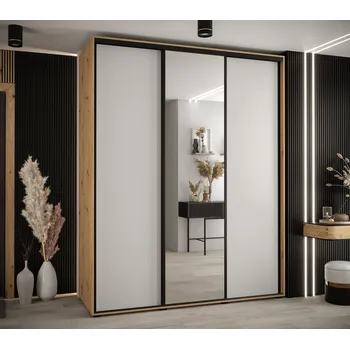 Šatní skříň Šatní skříň YVONA 3 - 200/60 cm, dub artisan / bílá / černá