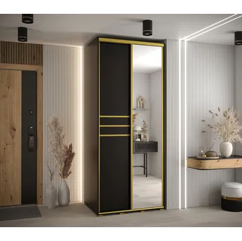 Šatní skříň Šatní skříň ASIRI 11 - 100/60 cm, černá / zlatá