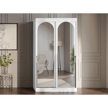 Šatní skříň Šatní skříň se zrcadlem 120 cm IVAFE - bílá / černá