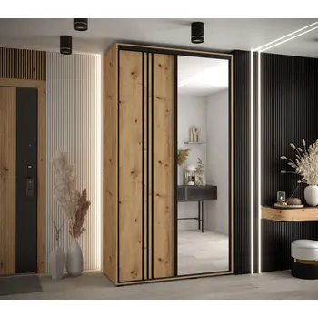 Šatní skříň Šatní skříň YVONA 7 - 130/45 cm, dub artisan / černá