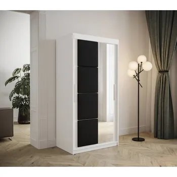 Šatní skříň Šatní skříň s posuvnými dveřmi 100 cm TALIA - bílá / černá